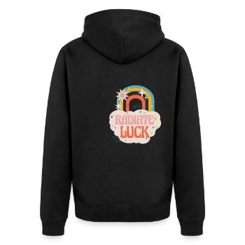 Radiate positivity Rainbow Dwarf Clouds - Unisex Premium Organic Zip Hoodie - black - Back - Nico (187cm)