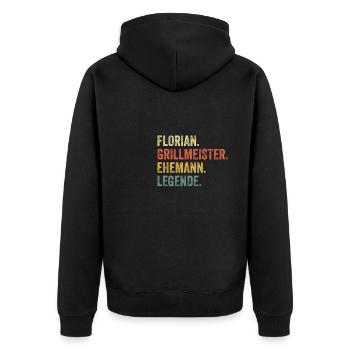 Florian Grillmeister Ehemann Vorname Grillen - Unisex Premium Bio Zip Hoodie - Schwarz - Hinten - Nico (187cm)