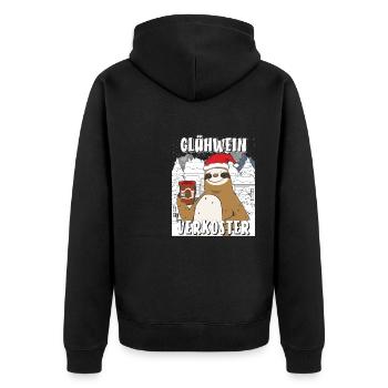 WEIHNACHTEN GLÜHWEIN VERKOSTER - Unisex Premium Bio Zip Hoodie - Schwarz - Hinten - Nico (187cm)