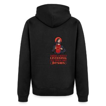 Sorry I didn't listen - Unisex Premium Organic Zip Hoodie - black - Back - Nico (187cm)