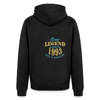 Lebende Legende seit 1993 Geburtstag Modern - Unisex Premium Bio Zip Hoodie - Schwarz - Hinten - Nico (187cm)
