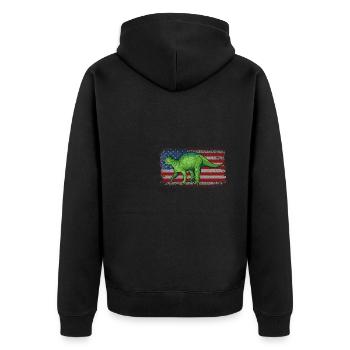 Fukuisaurus Dinosaur Children Dino Gift - Unisex Premium Organic Zip Hoodie - black - Back - Nico (187cm)