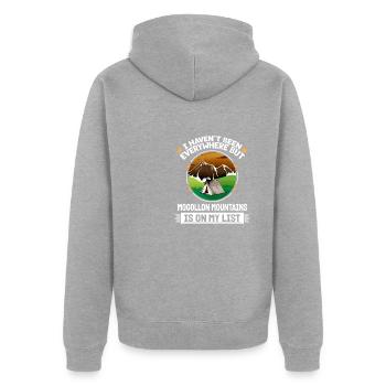 Mogollon Mountains Is On My List Hiking Camping - Unisex Premium Bio Zip Hoodie - Grau meliert - Hinten - Nico (187cm)