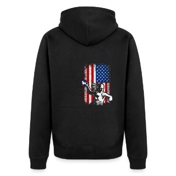 Usa American flag handball 4th of july - Unisex Premium Bio Zip Hoodie - Schwarz - Hinten - Nico (187cm)