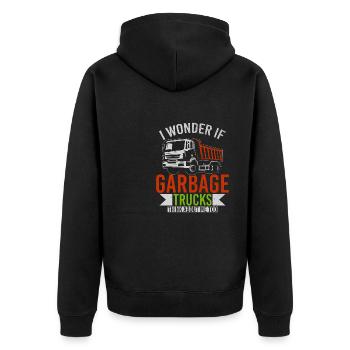I Wonder If Garbage Trucks Think About Me Too - Unisex Premium Organic Zip Hoodie - black - Back - Nico (187cm)
