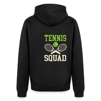 Tennis Squad Ironic Saying Racket Tennis Player - Unisex Premium Organic Zip Hoodie - black - Back - Nico (187cm)