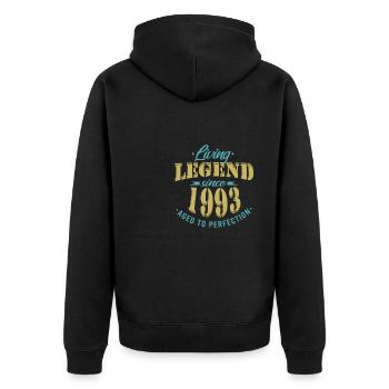 Lebende Legende seit 1993 Geburtstag Modern - Unisex Premium Bio Zip Hoodie - Schwarz - Hinten - Nico (187cm)