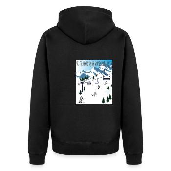 SCHI FAHREN USA Breckenridge - Unisex Premium Bio Zip Hoodie - Schwarz - Hinten - Nico (187cm)