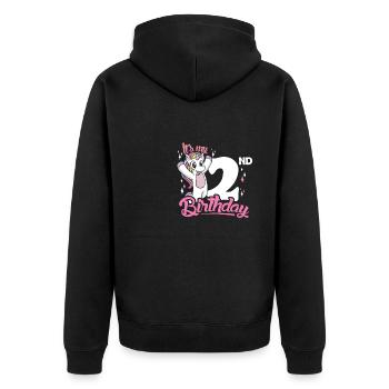 2ème anniversaire Enfants Licorne Toodler Deuxième - Veste à capuche bio Premium Unisexe - noir - Dos - Nico (187cm)