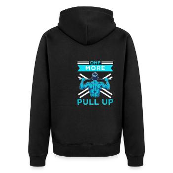 Calisthenics Fitness One more Pull Up - Unisex Premium Bio Zip Hoodie - Schwarz - Hinten - Nico (187cm)