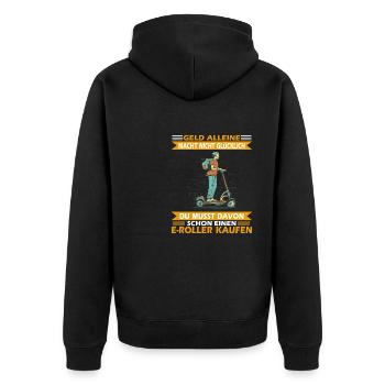 E-Roller Roller E-Scooter - Unisex Premium Bio Zip Hoodie - Schwarz - Hinten - Nico (187cm)