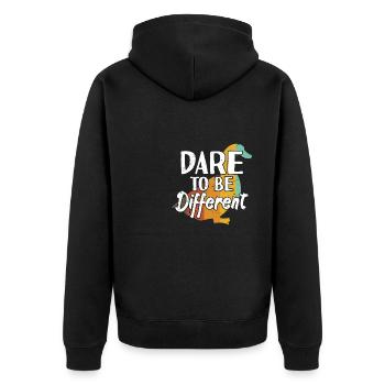 Dare To Be Different - Unisex Premium Organic Zip Hoodie - black - Back - Nico (187cm)