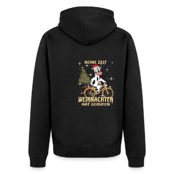 KUH FAHRRAD KEINE ZEIT WEIHNACHTEN - Unisex Premium Bio Zip Hoodie - Schwarz - Hinten - Nico (187cm)