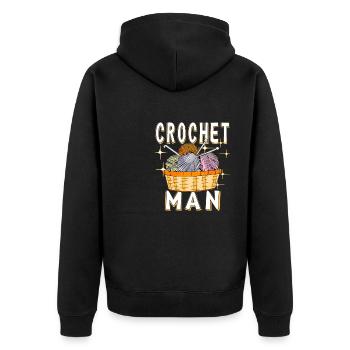 CROCHET MAN - Unisex Premium Bio Zip Hoodie - Schwarz - Hinten - Nico (187cm)