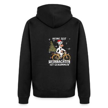 KUH FAHRRAD WEIHNACHTEN IST GEKOMMEN - Unisex Premium Bio Zip Hoodie - Schwarz - Hinten - Nico (187cm)