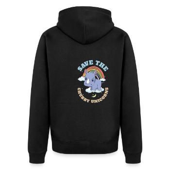 Save The Chubby Unicorns Cute Rhinoceros - Unisex Premium Bio Zip Hoodie - Schwarz - Hinten - Nico (187cm)
