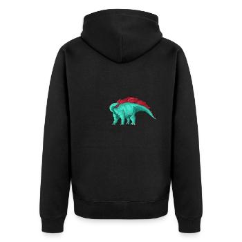 Wuerhosaurus Dinosaurier Kinder Dino Geschenk - Unisex Premium Bio Zip Hoodie - Schwarz - Hinten - Nico (187cm)