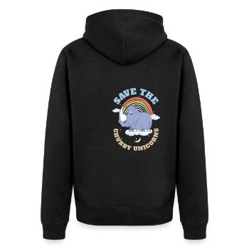 Save The Chubby Unicorns Cute Rhinoceros - Unisex Premium Bio Zip Hoodie - Schwarz - Hinten - Nico (187cm)