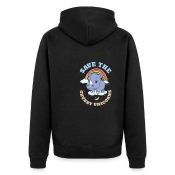 Save The Chubby Unicorns Cute Rhinoceros - Unisex Premium Bio Zip Hoodie - Schwarz - Hinten - Nico (187cm)