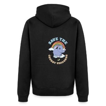 Save The Chubby Unicorns Cute Rhinoceros - Unisex Premium Bio Zip Hoodie - Schwarz - Hinten - Nico (187cm)