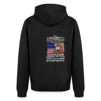 Funny American Experienced Father Grandpa My - Unisex Premium Organic Zip Hoodie - black - Back - Nico (187cm)