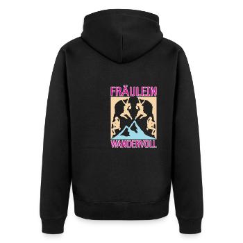 Bergsteigerin Bergsteigen Fräulein Wandervoll - Unisex Premium Bio Zip Hoodie - Schwarz - Hinten - Nico (187cm)