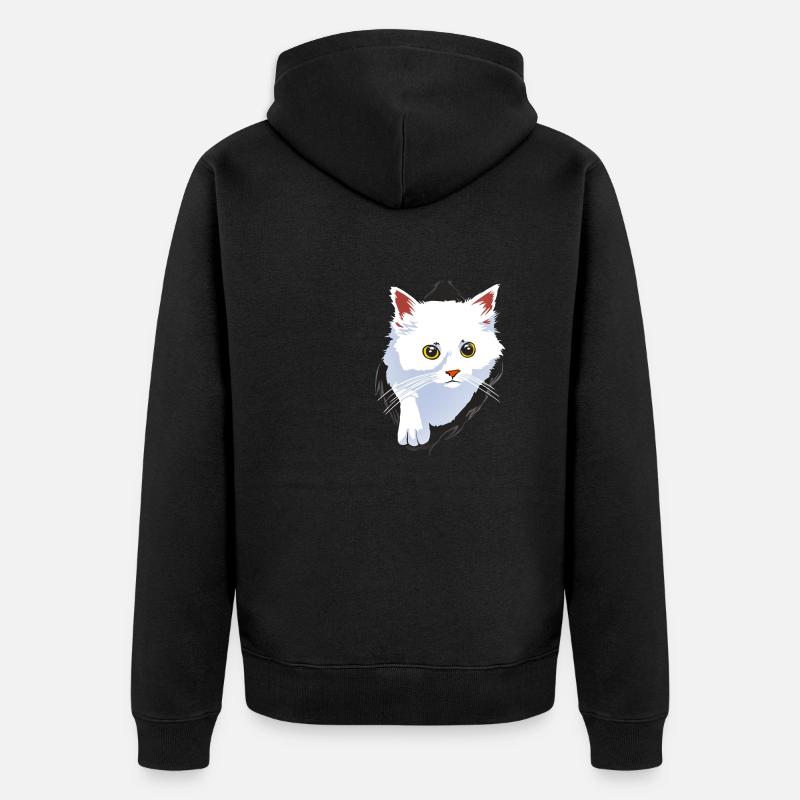 CHAT BLANC - Veste à capuche bio Premium Unisexe - noir
