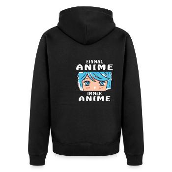 EINMAL ANIME IMMER ANIME - Unisex Premium Bio Zip Hoodie - Schwarz - Hinten - Nico (187cm)
