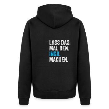 Lass das mal den Ingo machen Name - Unisex Premium Bio Zip Hoodie - Schwarz - Hinten - Nico (187cm)