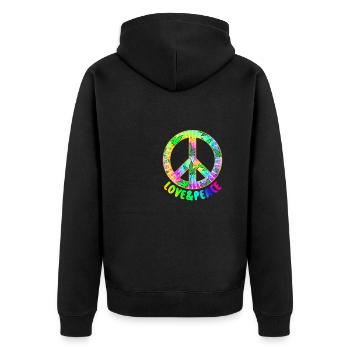 Love Peace 60s 70s Hippie Costume Love Peace - Veste à capuche bio Premium Unisexe - noir - Dos - Nico (187cm)