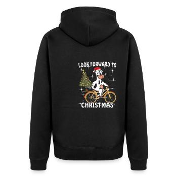 COW BIKE LOOK FORWARD TO CHRISTMAS - Unisex Premium Organic Zip Hoodie - black - Back - Nico (187cm)