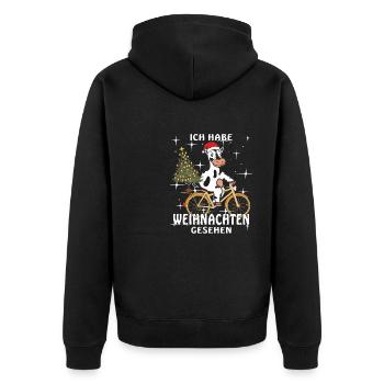 KUH FAHRRAD ICH HABE WEIHNACHTEN GESEHEN - Unisex Premium Bio Zip Hoodie - Schwarz - Hinten - Nico (187cm)