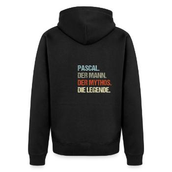 Pascal der Mann der Mythos die Legende - Unisex Premium Bio Zip Hoodie - Schwarz - Hinten - Nico (187cm)