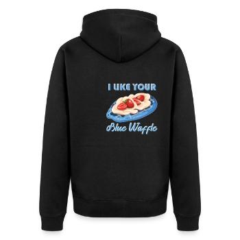 I like your blue waffle cookies strawberries - Unisex Premium Organic Zip Hoodie - black - Back - Nico (187cm)