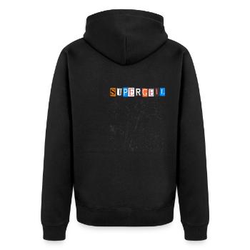 Supergeil super bonnes lettres d’un magazine - Veste à capuche bio Premium Unisexe - noir - Dos - Nico (187cm)