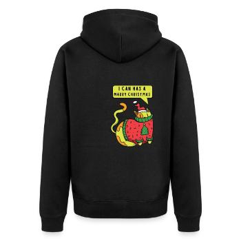 I can have a happy Christmas cat garland - Unisex Premium Organic Zip Hoodie - black - Back - Nico (187cm)
