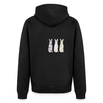 Easter Three Bunnies Rabbit Flower - Unisex Premium Bio Zip Hoodie - Schwarz - Hinten - Nico (187cm)