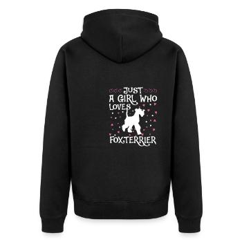 Foxterrier Hund Dog Hundehalter - Unisex Premium Bio Zip Hoodie - Schwarz - Hinten - Nico (187cm)