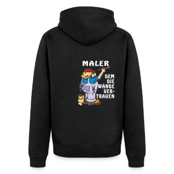 MALER DEM DIE WÄNDE VERTRAUEN - Unisex Premium Bio Zip Hoodie - Schwarz - Hinten - Nico (187cm)