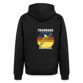 TROMBONE WHAT ELSE - Unisex Premium Organic Zip Hoodie - black - Back - Nico (187cm)