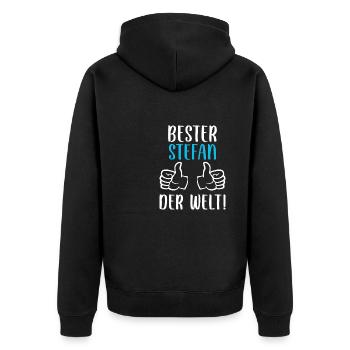 Stefan Vorname Name Geburtstag - Unisex Premium Bio Zip Hoodie - Schwarz - Hinten - Nico (187cm)