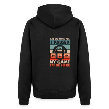 Conception de jeu Je possède mon jeu ici - Veste à capuche bio Premium Unisexe - noir - Dos - Nico (187cm)