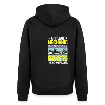 Flugzeugpilot Des Flugzeugmechanikers - Unisex Premium Bio Zip Hoodie - Schwarz - Hinten - Nico (187cm)