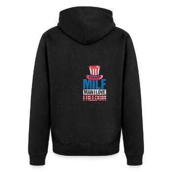 USA has Freedom Flag - Unisex Premium Organic Zip Hoodie - black - Back - Nico (187cm)