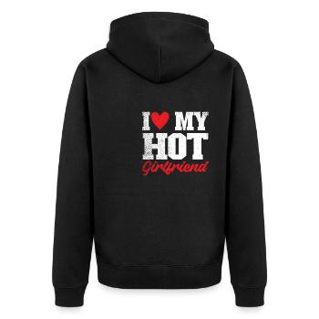 I Love My Hot Girlfriend - Unisex Premium Organic Zip Hoodie - black - Back - Nico (187cm)