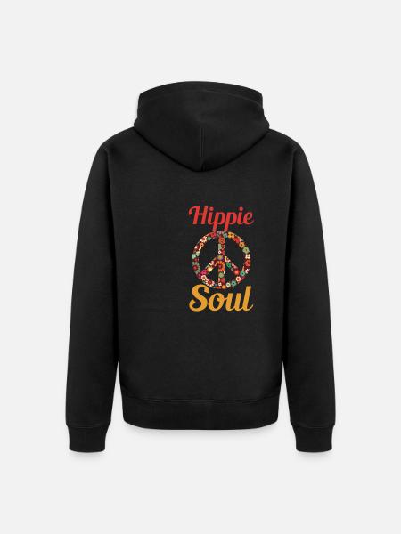 Hippie soul - Unisex Premium Organic Zip Hoodie - black