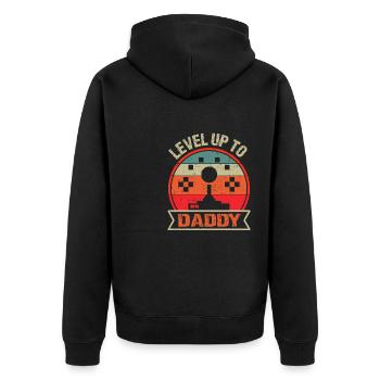 Level up Dad for the first time Father Father's Day - Unisex Premium Organic Zip Hoodie - black - Back - Nico (187cm)