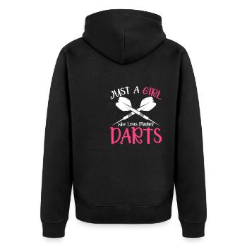 Juste une fille qui aime jouer au Darts Disc Club - Veste à capuche bio Premium Unisexe - noir - Dos - Nico (187cm)