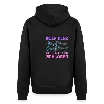Mein Herz Schlägt Für Schlager Volksmusik Gaudi - Unisex Premium Bio Zip Hoodie - Schwarz - Hinten - Nico (187cm)
