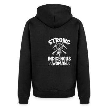 Strong Indigenous Woman Native American - Unisex Premium Organic Zip Hoodie - black - Back - Nico (187cm)